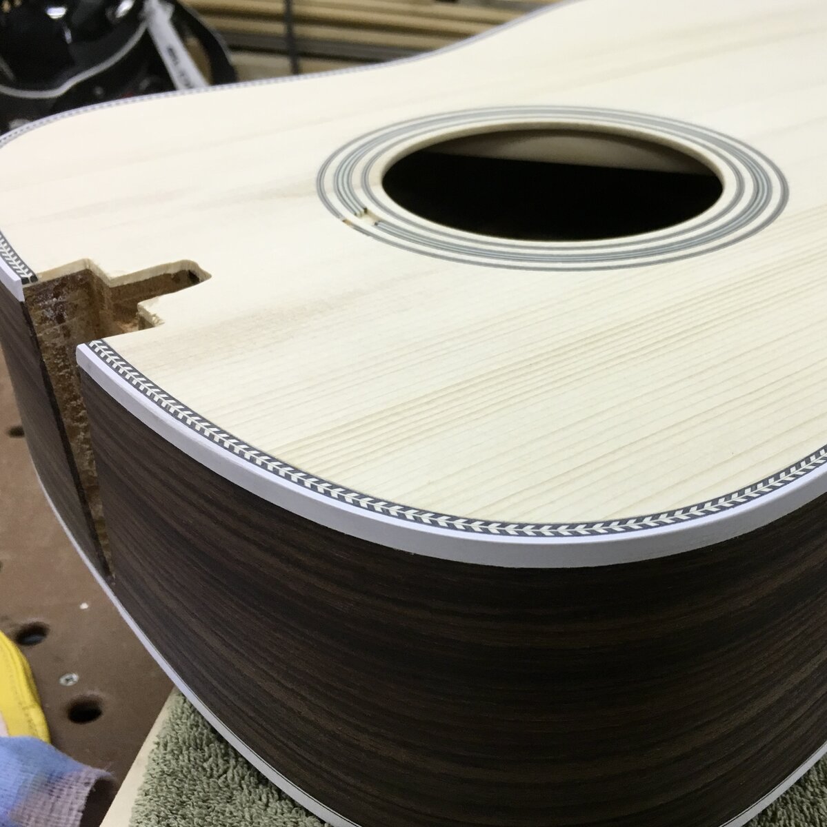 Body assembled — herringbone binding